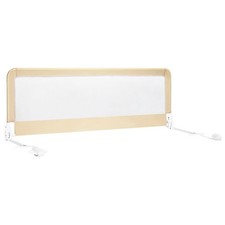 59 Inch Folding Breathable Baby Bed Rail Guard with Safety Strap-Beige - Color:
