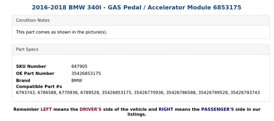 BMW 340I 2016-2018 - módulo de acelerador/pedal de gasolina 6853175 Foto 4 de 4