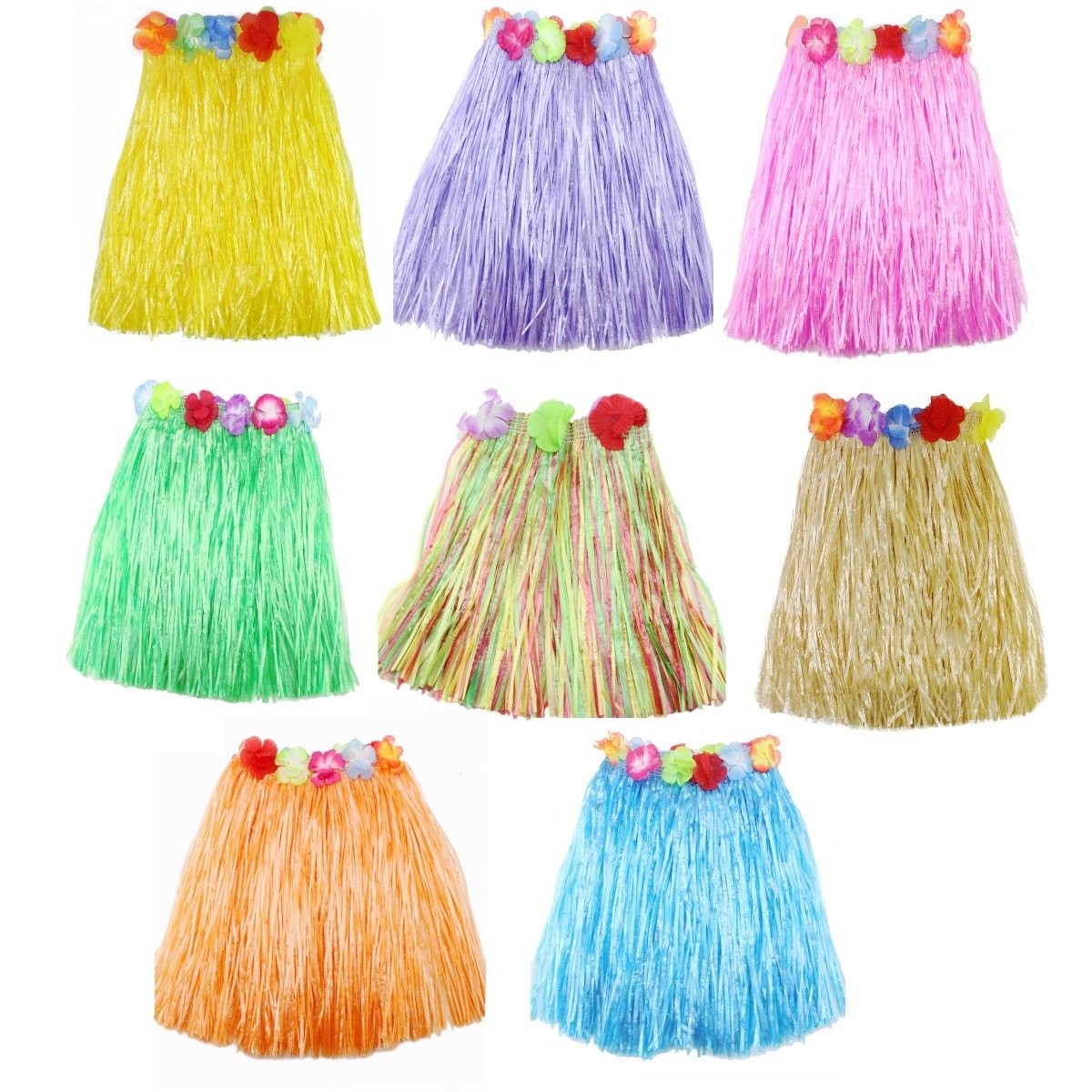Jupe hula fleurs en soie pour déguisement hawaïen confortable et ajustable sans irritation