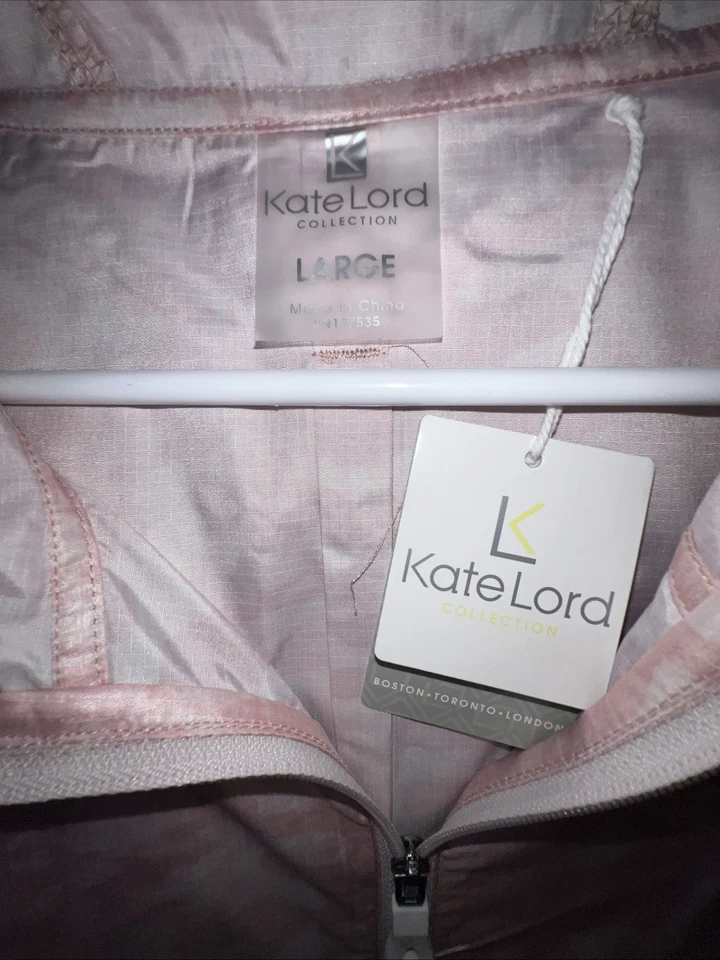 Kate Lord Pink Camouflage Hooded Windbreaker Women’s Jacket size Large - Image 2 of 3