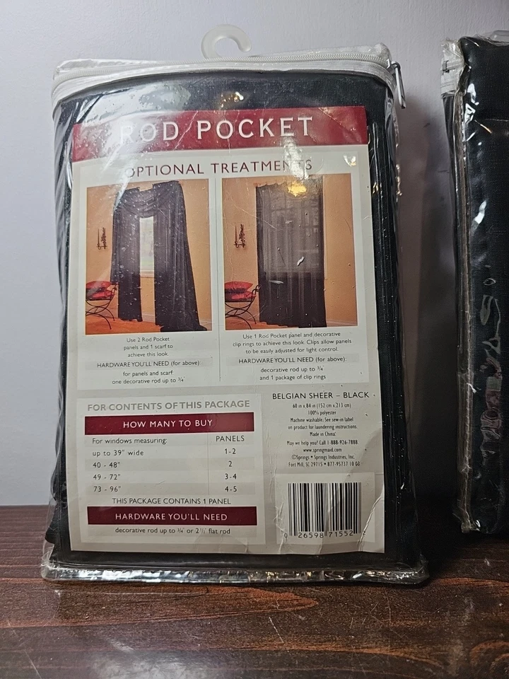 Lot of 2 Sheer Curtain Panels 60 x 84 New Springmaid Belgian Textural Polyester - Image 2 of 4