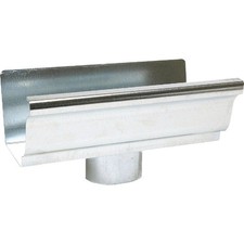 Amerimax 4 In. Galvanized Steel K-Style Gutter End with Outlet 15010 Amerimax
