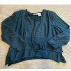 Coldwater Creek Rayon Deep Blue Layered Cropped   Long Sleeve Tunic Petite Large