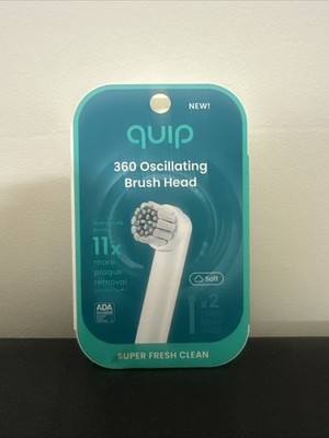 Quip Rev Oscillating Electric Toothbrush Head, Adult Compact Head Refill, 2 Pack
