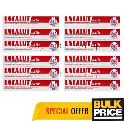 Lacalut Aktiv Medical Toothpaste Tightens Strengthens Gums Stops Bleeding 12-Pcs