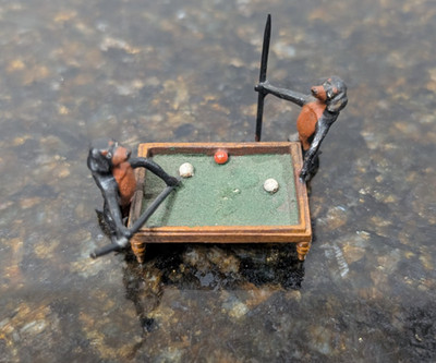 Rare Vintage Antique Dachshund Playing Billard Vienna Bronze Miniature