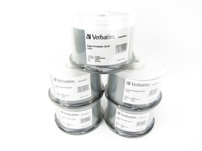 Lot of 250 Verbatim DataLifePlus Inject Printable CD-R 700MB/80Min CDs (5 Packs)