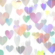 Iridescent Disco-Holograpic Party-Decorations Heart Garland - 56Ft Neon Galen...