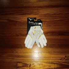 Pair of MIZUNO MVP Baseball Batting Gloves Youth XS Extra Small - Gold - White
