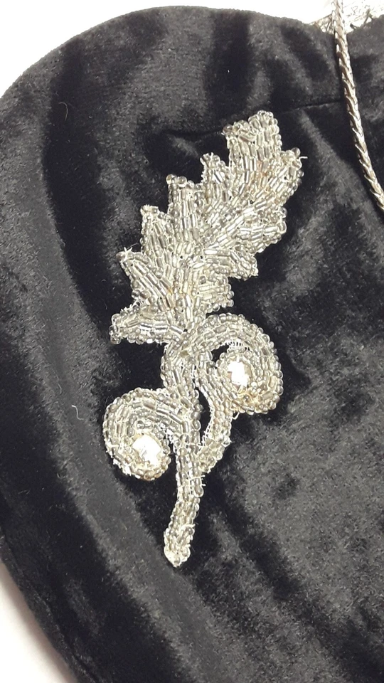 Beautiful Antique Art Nouveau Evening Bag Black with Imitation Pearl Chain Rare - Image 4 of 4