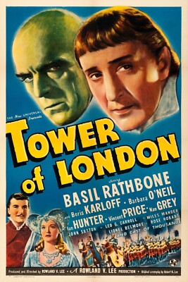 Tower Of London movie poster (a) - Boris Karloff,  Basil Rathbone - 11'' x 17''