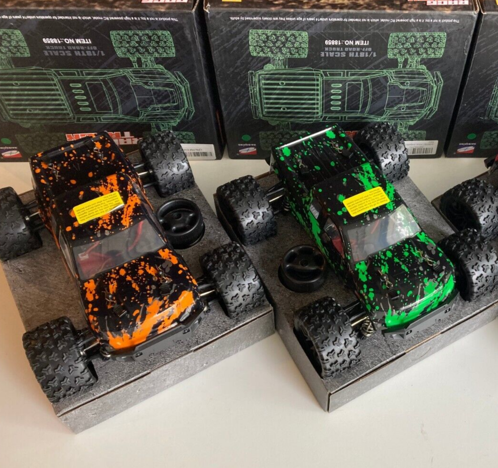 Bundle of 2 Cars, HBX 1:18 RC Car 18859,  4WD ORANGE and GREEN (REFURBISHED)