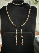 Women  s Gold Plated Stainless Steel Dainty Mini Flower 3pc Jewelry Set Gift