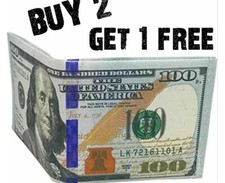  100 Hundred Dollar Bill Wallet Money Thin Bi-Fold Card Holder order 2 Get 1 Fre