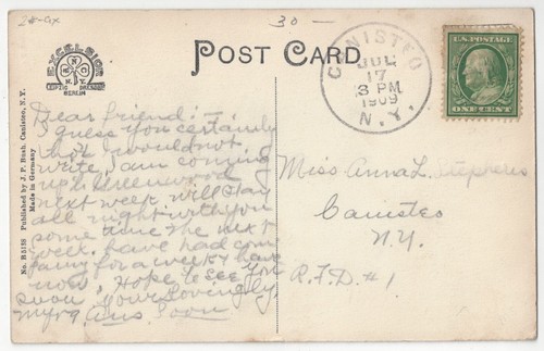1909 Canisteo, Nueva York - Depot Street & Railroad Trolley - Postal de colección - Imagen 2 de 2