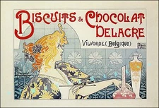 Delacre 1896 Belgian Biscuits and Chocolates  Vintage Poster Print Art Nouveau