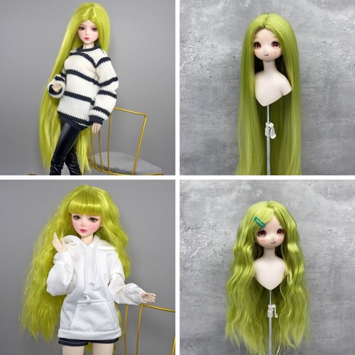 Green Color Wig BJD Dolls Long Wigs Wavy / Straight for 1/3 1/4 1/6 BJD Doll Toy - Picture 16 of 25
