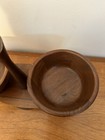 Vintage MCM Walnut Wood Spinning Condiment Dish Nut Bowl — photo 4