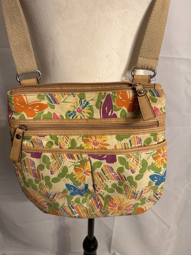 Relic canvas crossbody bag with butterfly print Yellow Multi Colored
