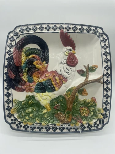 Vintage 1998 CBK Ltd. Rooster Serving Platter with dip area