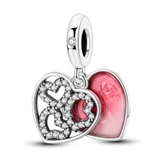 MULA European Secret Love Pendant DIY Charm CZ Fit Bracelet 925 Sterling Silver