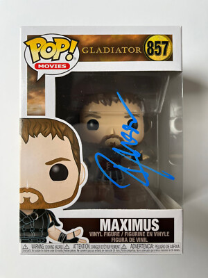Signiert RUSSELL CROWE Maximus with Armour Gladiator Funko Pop 857 - PROOF/COA