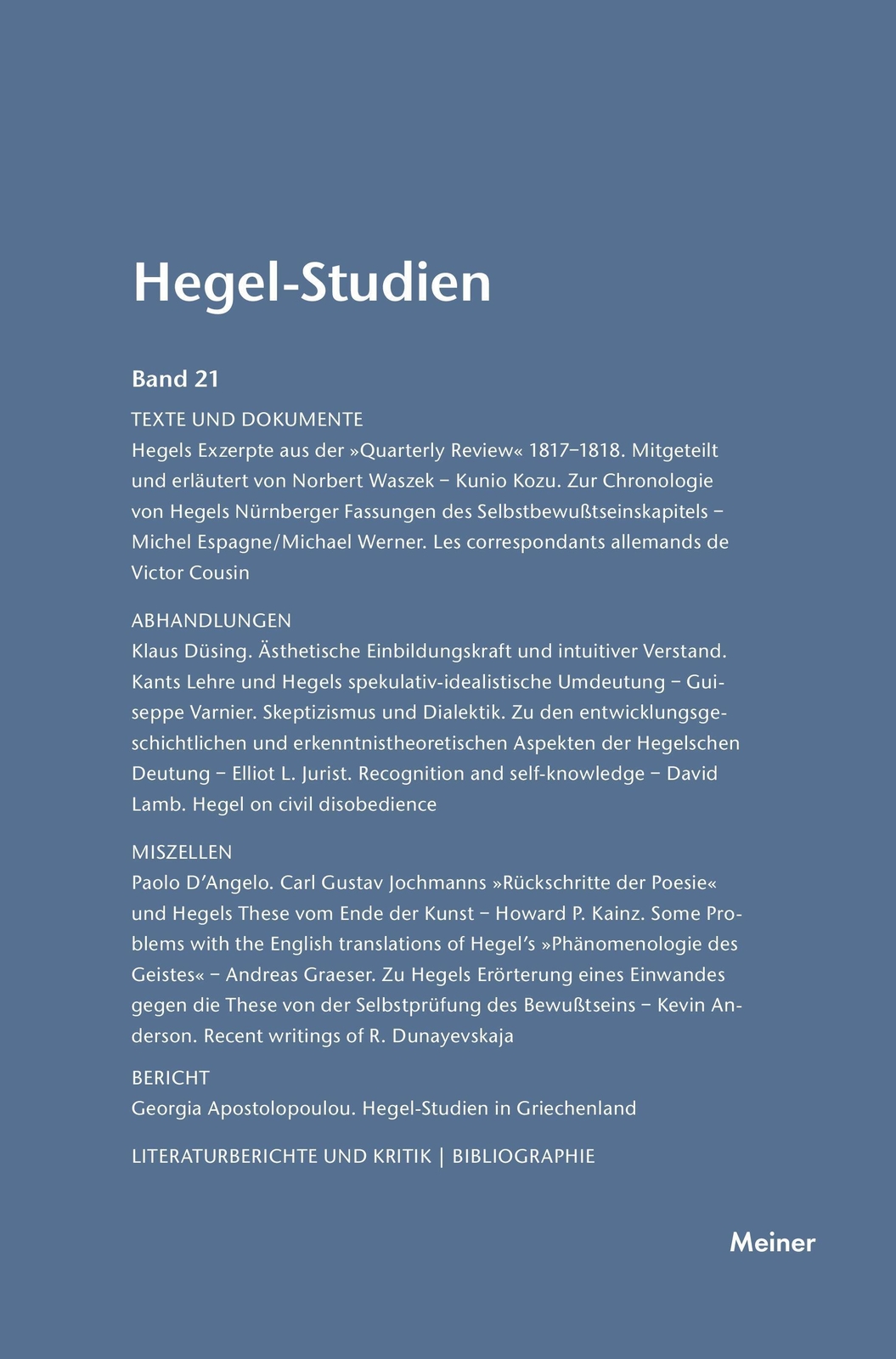 Otto Pöggeler | Hegel-studien / Hegel-studien Band 21 (1986) |