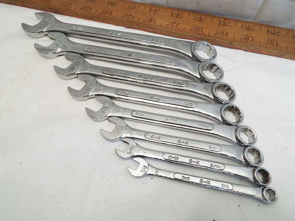 S&K 1/4 - 11/16" 8pc 12 Point SAE Combination Wrench Set Professional SK - Image 4 of 4