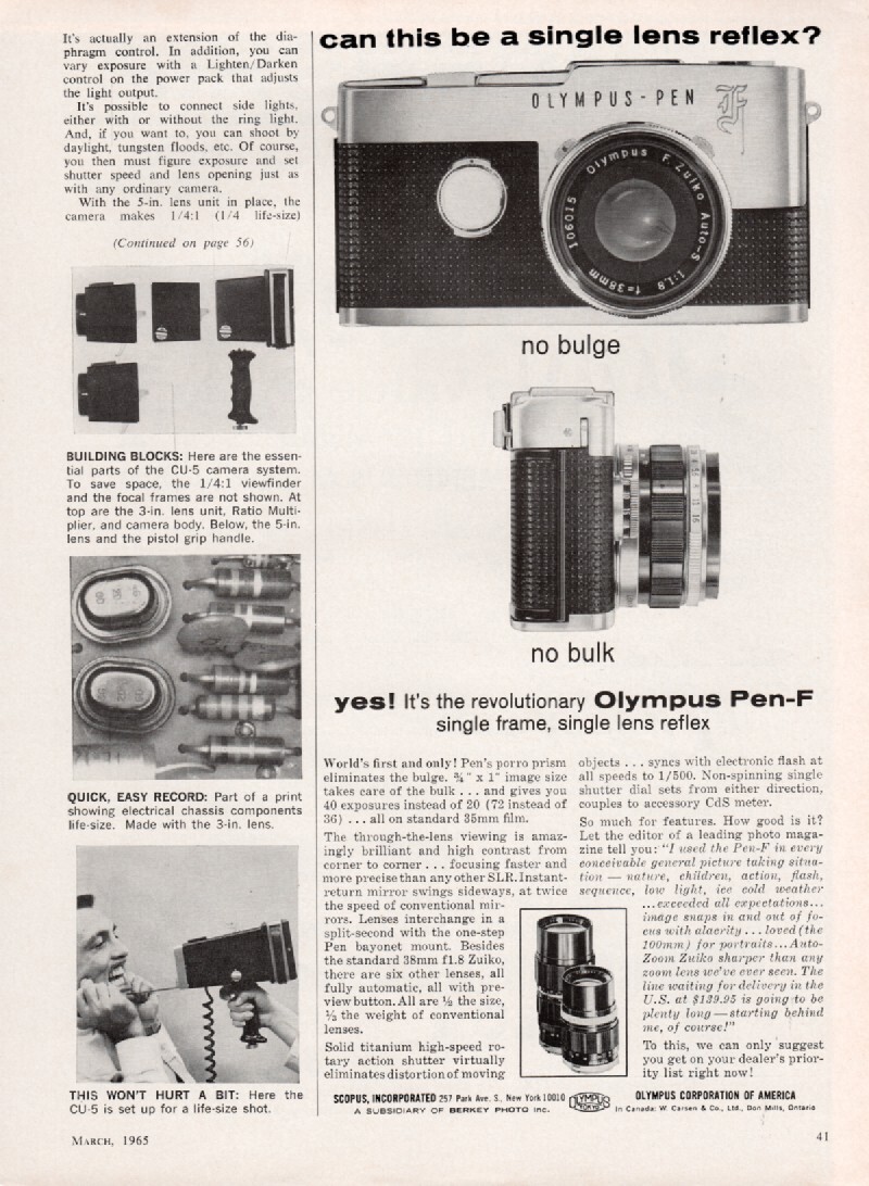 Olympus - Pen-F Camera - Original Magazine Ad - 1965 | eBay