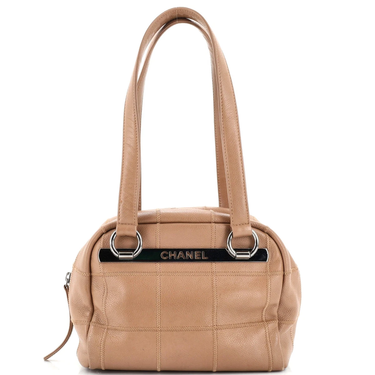 Chanel Brown Square Stitch Bowler Bag