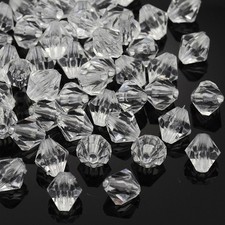 50 Acrylic Bicone Beads Clear 8mm BULK Faceted Wholesale Jewelry Making Supplies