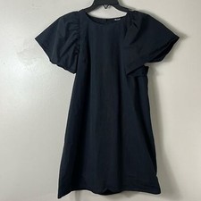 Madewell black mini dress balloon wide short sleeves size small