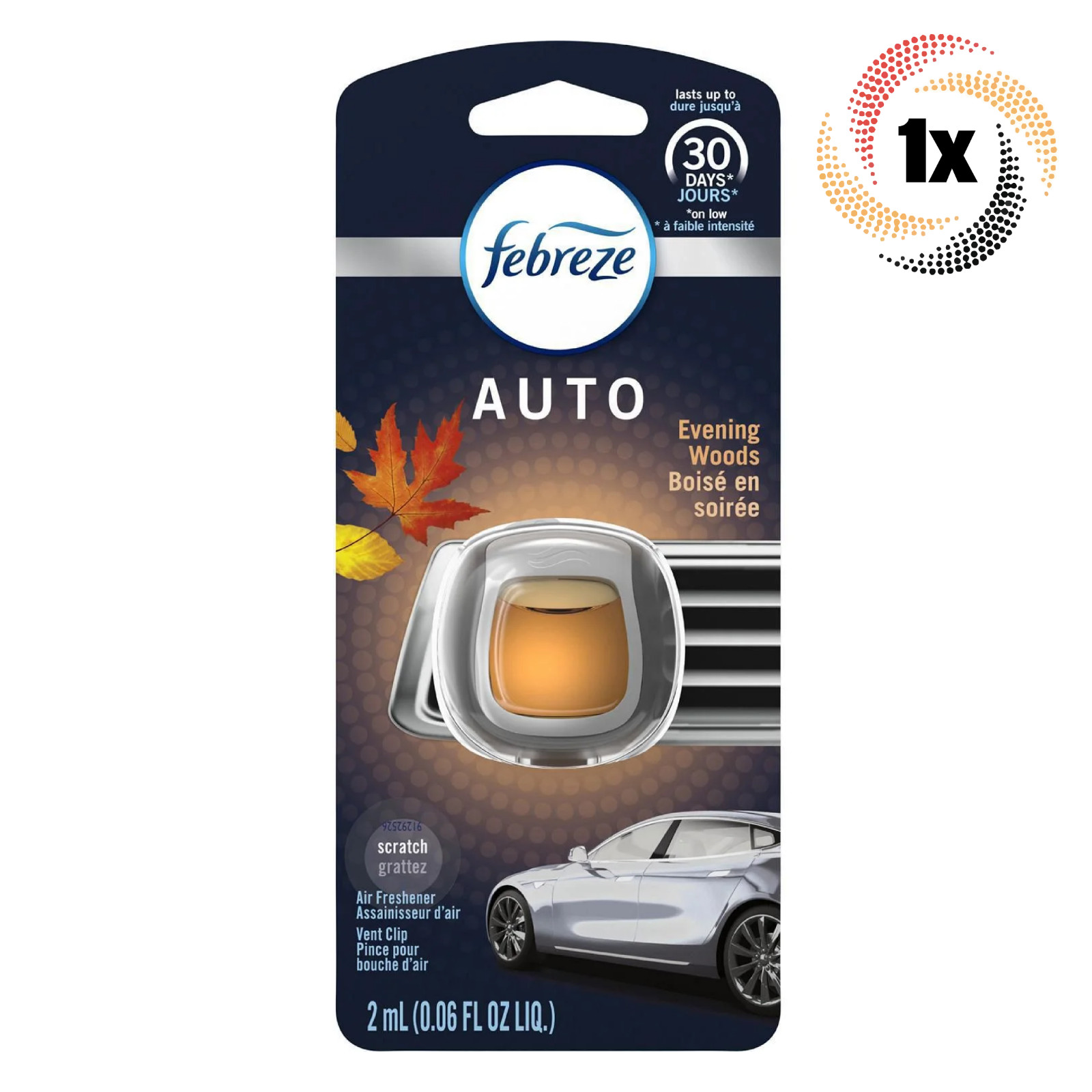 1x Упаковка освежителя воздуха Febreze Auto Evening Woods Scent Car Vent Clip | 2 мл