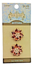 Sew-ology Flower Rhinestone Shank Button 21.7mm