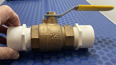1-1/2 brass ball valve TGM Full Throat 600 WOG 150 WSP With PVC 1-1/2  Adapters
