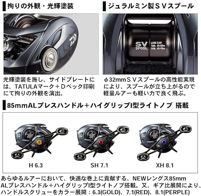 Daiwa 20 TATULA SV TW 103SHL Left Handle Bait Reel Gear ratio: 7.1