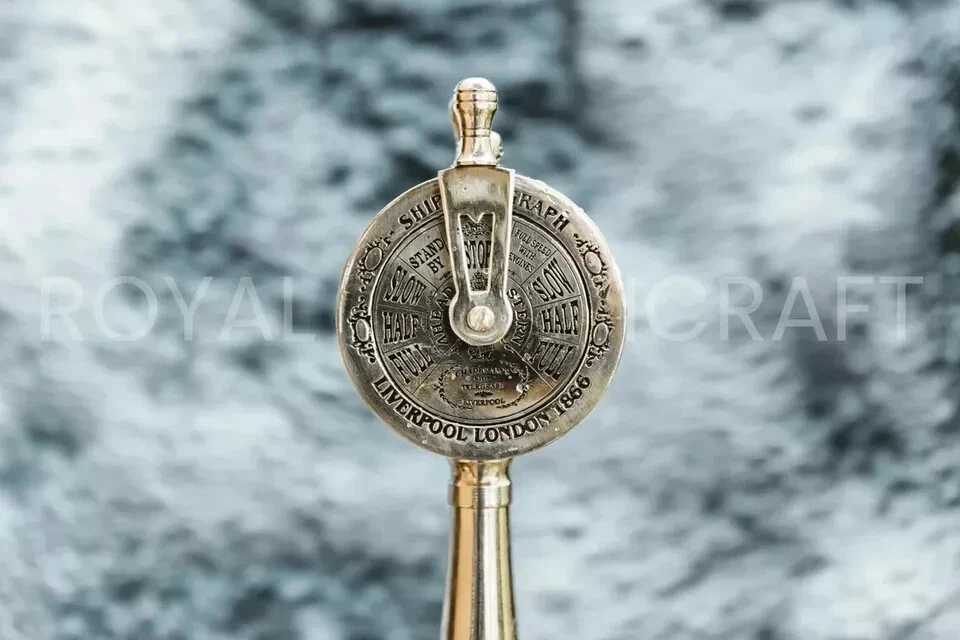Antiguo telégrafo de motor de barco de latón náutico de 7 pulgadas - Marítimo coleccionable Foto 2 de 4