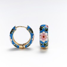 Cute Enamel Flower Huggie Hoop Earrings for Women Boho Small Ear Buckle Jewelry