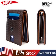 Slim Mens Wallet with Money Clip Leather RFID Blocking Bifold Credit Card Holder