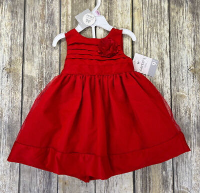Carter s Girls Formal Dress 9 Months Red 2 Piece Dress Set Flower New