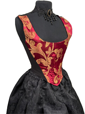 Gothic Steampunk Victorian Black/ Red/ Gold Outfit m | eBay