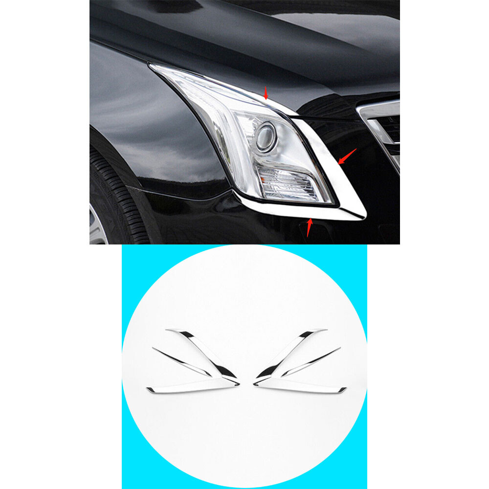 Chrome Steel Front Headlight Lamp Eyebrow Trim For Cadillac XTS 2013