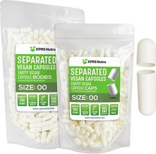 Size 00 Separated White Empty Vegan Capsules Veggie Caps Vegetable Pills