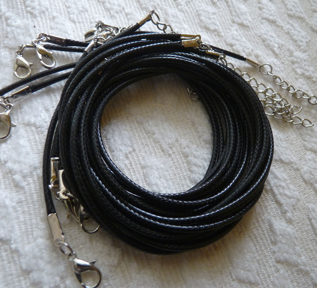 5pcs Black Waxed Cord Necklace Adjustable Finished 1.5mm String Rope Clasp Chain eBay