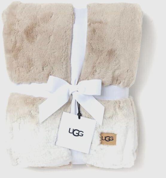 NWT UGG®Elliora Luxurious Ultra Soft Ombre Striped Throw Blanket Moon