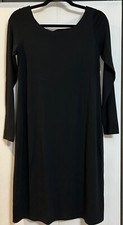 NWT Eileen Fisher Ballet Dress XS Black Long Sleeve Knee Length Cut Out Back