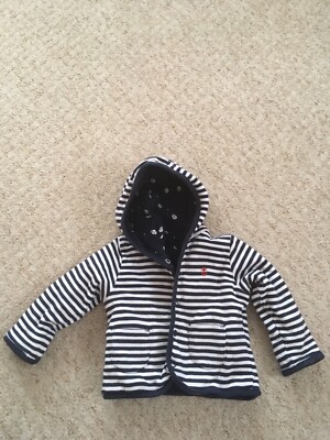 Debenhams Double Sided JACKET Boy Or Girls Navy Hoodie Padded AGE