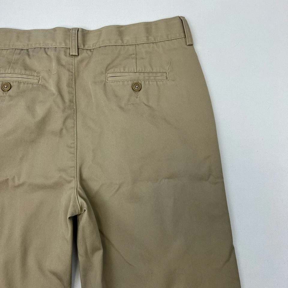 Chinos Lands' End para niños caquis bolsillos lazos para cinturón plisados pierna recta lisos 20 Foto 4 de 4