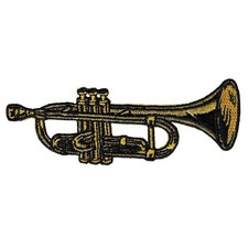 TRUMPET IRON-ON PATCH embroidered MARCHING BAND MUSIC INSTRUMENT APPLIQUE BADGE