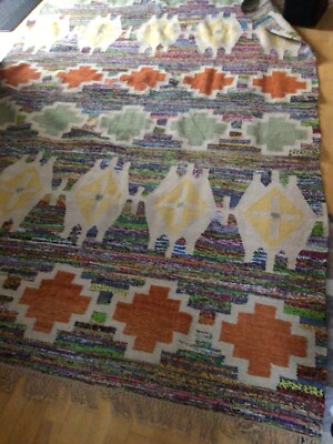 Teppich Kelim neu bunt Heine 2 x 3 m top Designerstück Schurwolle / Baumwolle